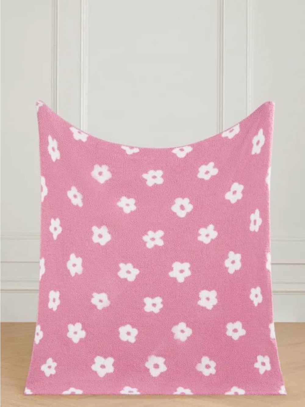 Pink Floral Plush Throw Blanket